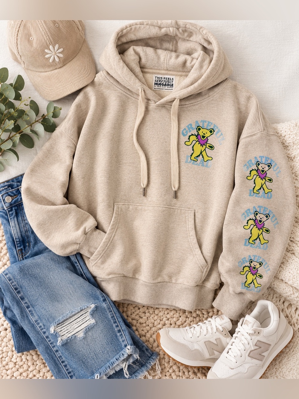 American Eagle Grateful Dead Seriously Huggable Oversized Hoodie Women’s L Beige